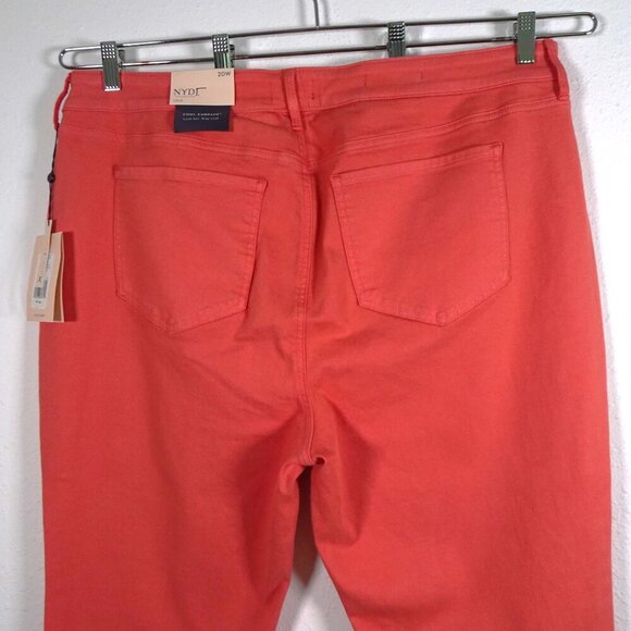 NYDJ Cropped Jeans Women's Plus Size 20W Pink Coral Denim Marilyn Straight - Picture 5 of 12